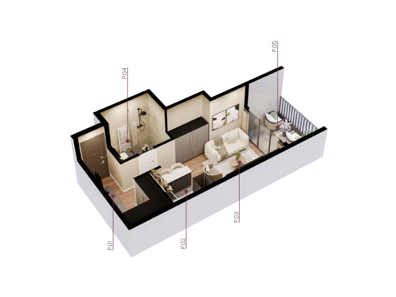 3D prikaz stana C32
