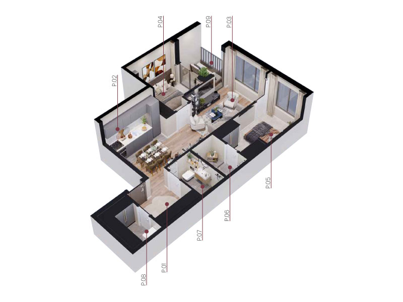 3D prikaz stana C36