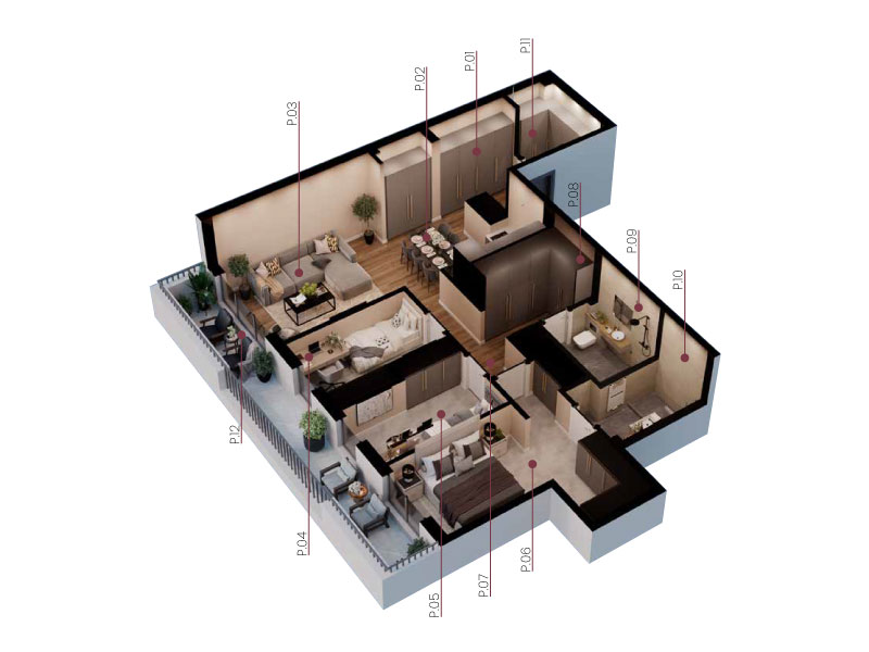 3D prikaz stana C42